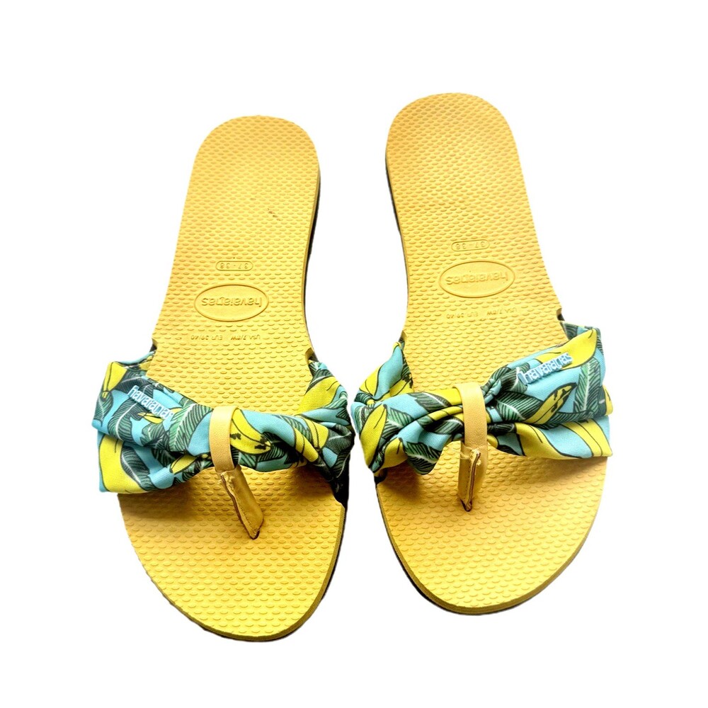 Havaianas You St Tropez Women’s Flip Flops Sandals Yellow Banana Print – US 8